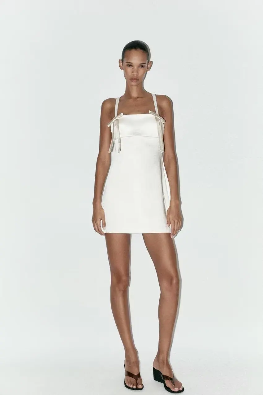 Dolce nodo ort raso di seta Dr New Summer donna Faion abito a vita alta fibra di poliestere No Sve abbigliamento casual