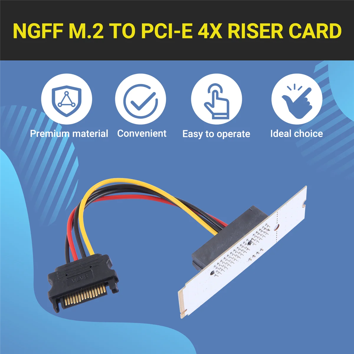 Hot Sale NGFF M.2 to PCI-E 4X Riser Card M2 Key M to PCIe X4 Adapter with LED Voltage Indicator for ETH Bitcoin Miner Mining