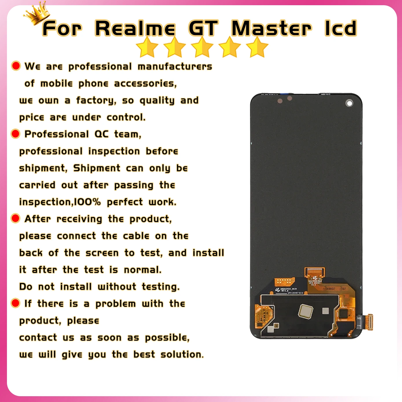 AMOLED For Oppo Realme GT Master RMX3363 RMX3360 Display Screen For Realme GT Master Edition Frame Touch Panel Digitizer Tested