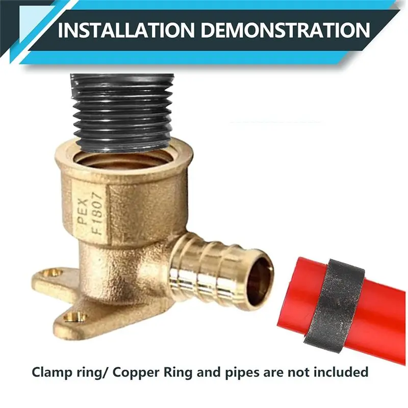 A20F-10Pcs PEX Fittings,Pex 1/2In X 1/2In Female Threaded NPT Drop Ear Elbow Adapter,Brass Crimp For PEX Tubing Pipe Plumbing