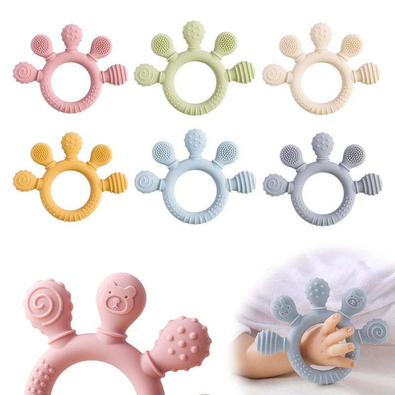 1Pc Baby Silicone Teether Toys Food Grade Silicone Ring Bracelet Teething Toys For Baby Soothing Tooth Sensory Teething Toys