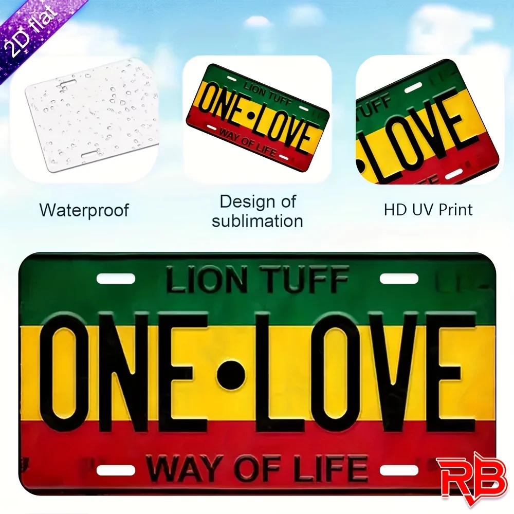 Metal Sign ONE LOVE LION TUFF Rasta Reggae Way of Life Aluminum Tin Sign Wall Decor Art Plaque Home Bar Pub