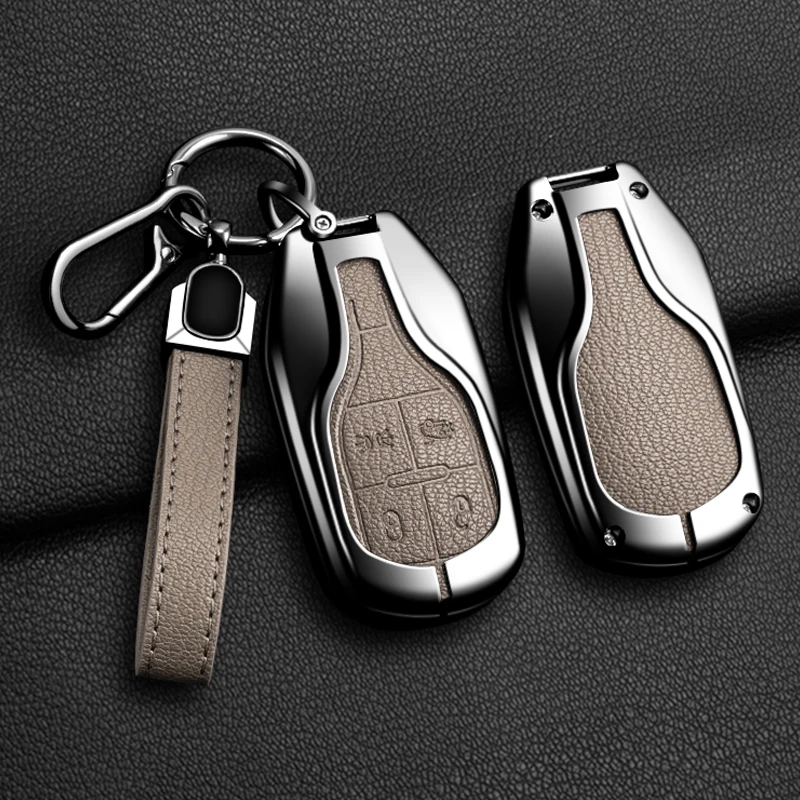 Suitable Car Alloy Leather Key Case Cover for Maserati Levante Ghibli Quattroporte GT Granturismo GranCabrio Protect Accessories