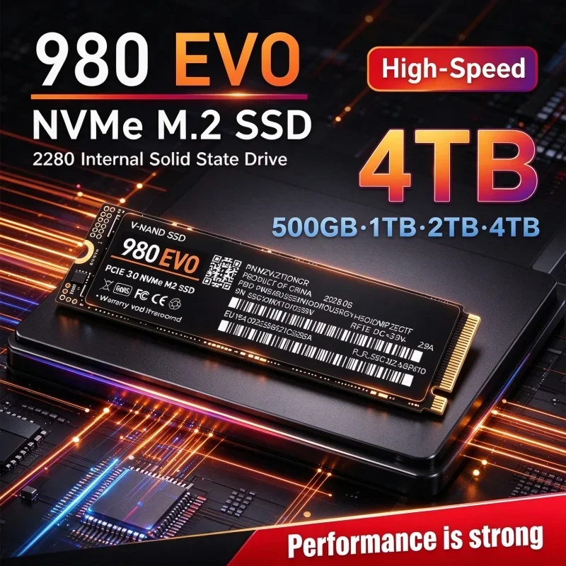 980 EVO M.2 2280 SSD NVMe PCIe3.0 X4 TLC 3D NAND 500GB 1TB 2TB 4TB Unidade de Estado Sólido Interna para Laptop e PC Gamer