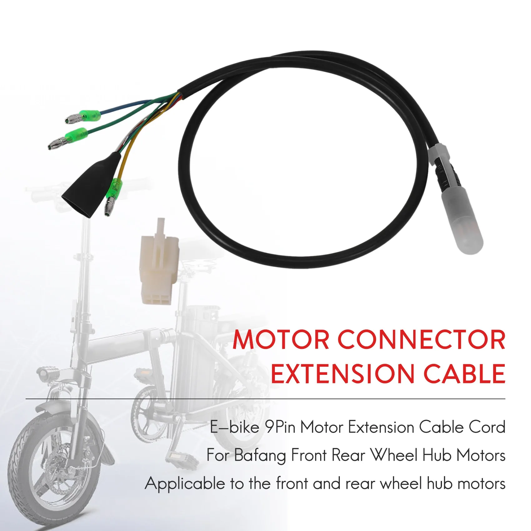 1Pcs 60cm E-Bike 9Pin Motor Convert Extension Cable Cord Waterproof Connector for Bafang Front Rear Wheel Hub Motors