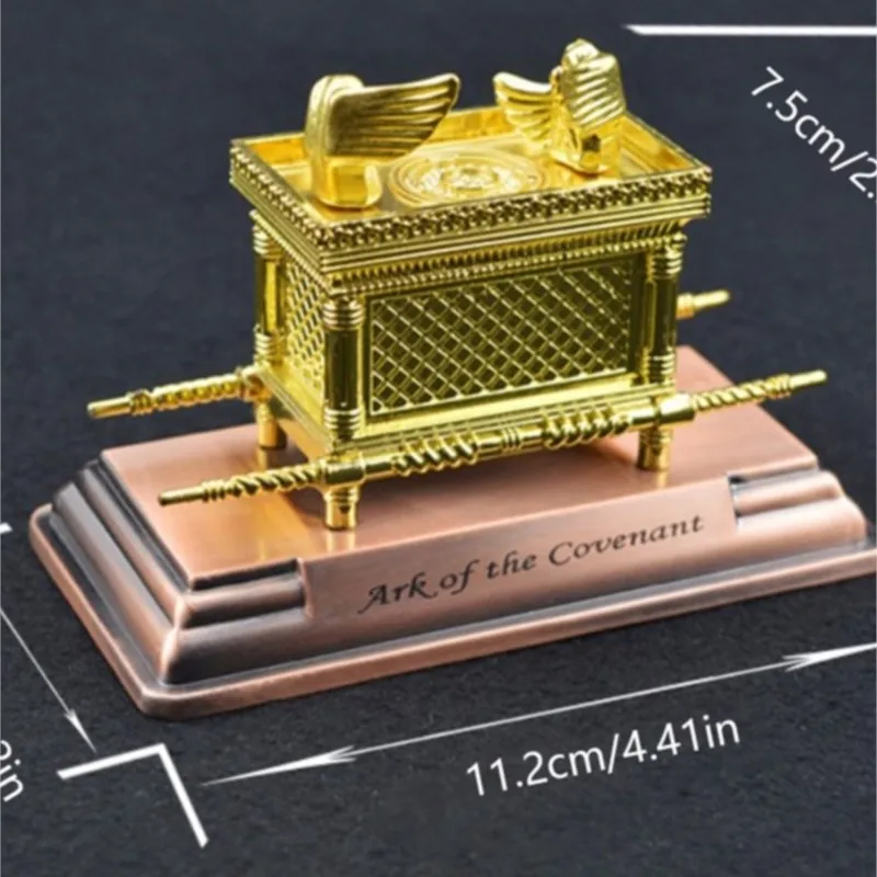 Practical Israel Judaism Alloy The Ark of the Covenant Replica Statue Gold Plated With Ark Contents Aaron Rod