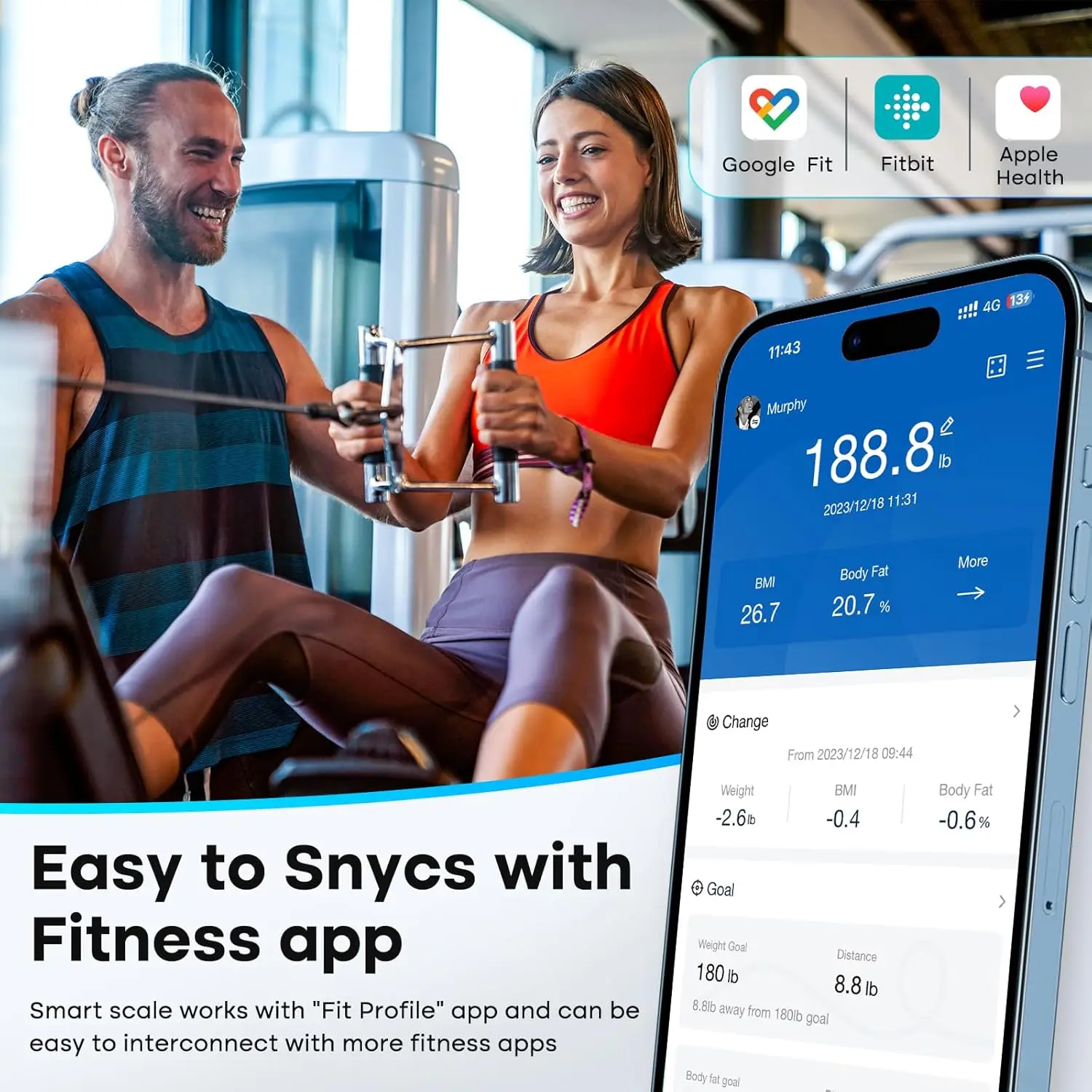 Smart Body Scale with 14 Health Metrics, Bluetooth App Sync, Large Platform for Accurate Weight Tracking