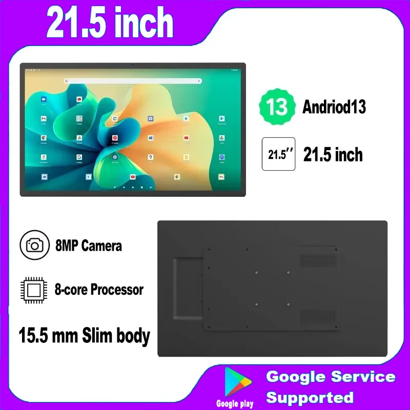 

Thin Edge Android 13 Tablet 21.5 inch Wall mount Touch Screen 1920*1080 IPS HDMI Input Display POE 8MP Camera Digital Signage