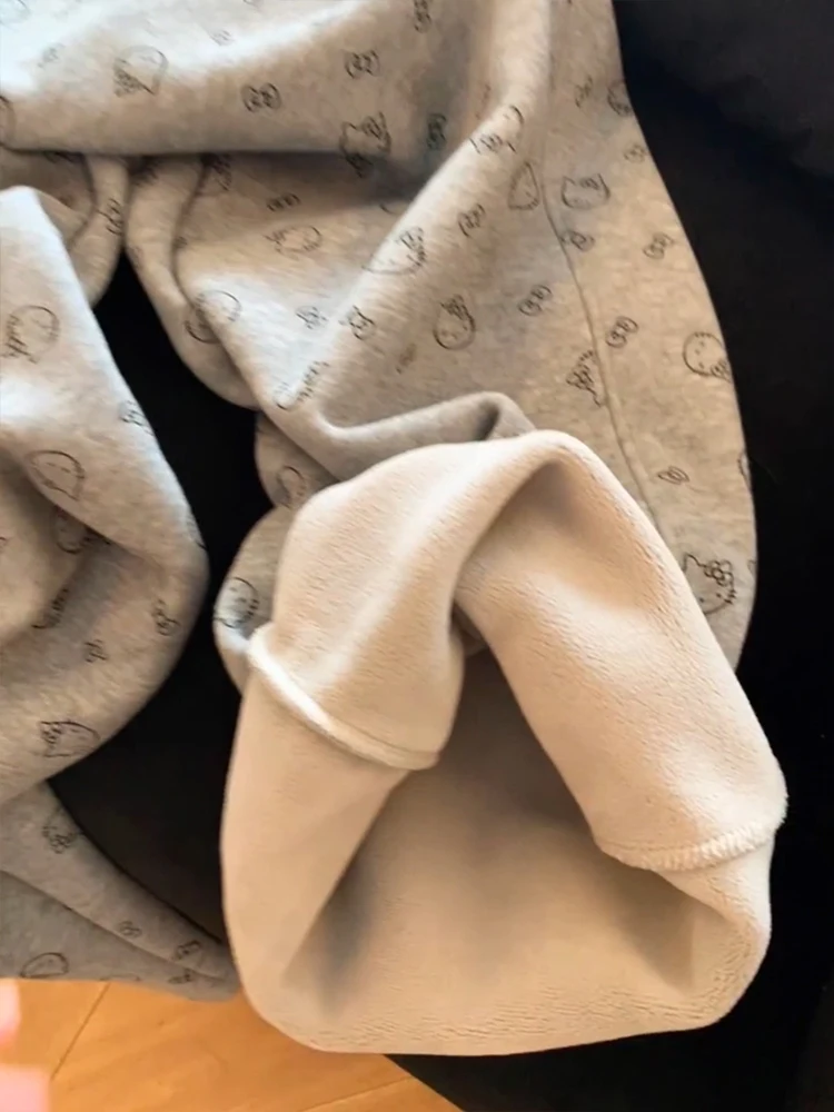 عدة طباعة Fce اصطف Thiened المرأة الرياضة Sweatpants الخريف الشتاء الدافئة فضفاضة عادية بنطال ذو قصة أرجل واسعة عالية الخصر Straig...