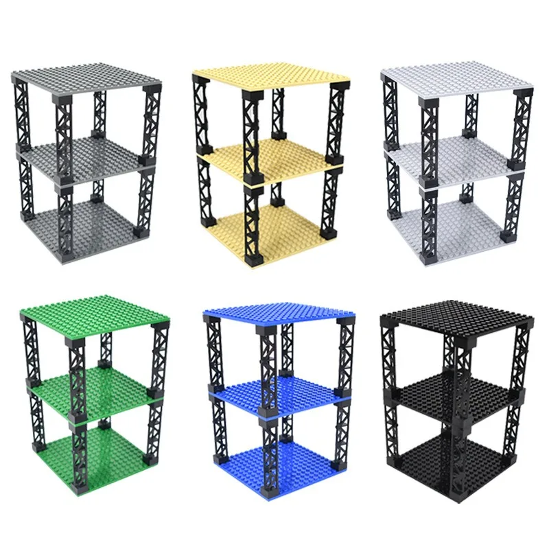 

Набор из 3 двусторонних базовых пластин 16*16 точек с 8 опорными стойками, классические строительные блоки, подарочные игрушки для детей