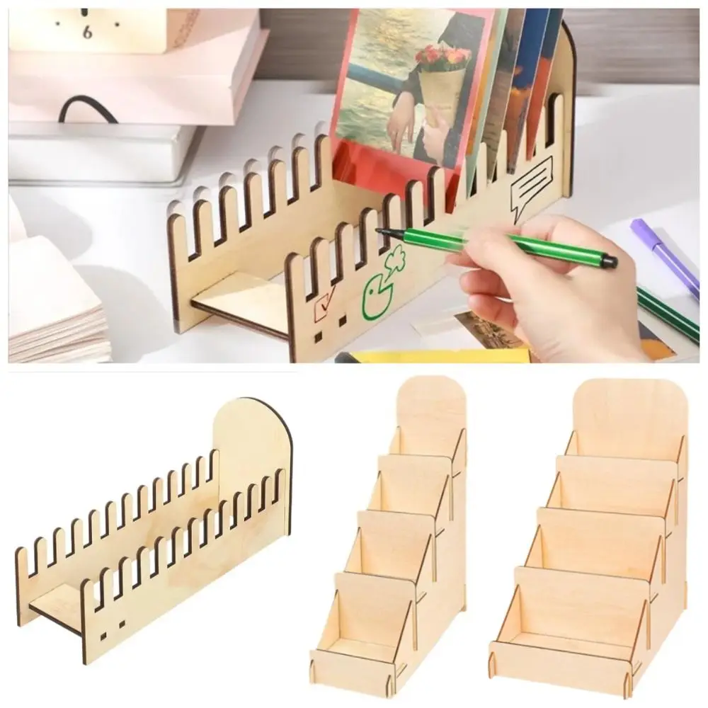 

4 Tier Wooden Greeting Card Display Stand Detachable Modern Design Brochure Photo Display Rack Save Space Decorative Rack