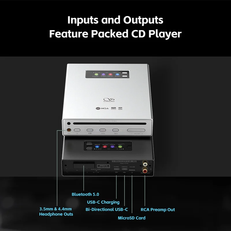 SHANLING EC MINI CD Player Hi-Fi Quality BT DAC/AMP Hi-Res Audio 2x ESS ES9219 Ricore RT6863 Chips 3.5/4.4mm/RCA Outputs
