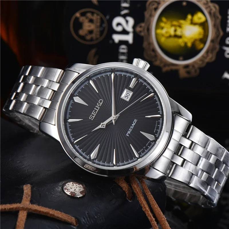 Seiko Cocktail Collection Fashion Business Men's Watch Stainless Steel Quartz Watch Men's Date Clock Watch