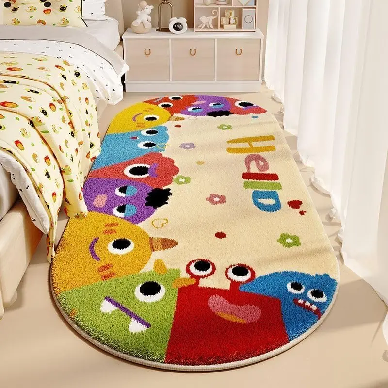 VIKAMA Cartoon bunter Monster-Teppich, bequem weich und warm, rutschfest, für Schlafzimmer, Eingangsmatte, Nachttisch-Teppich, Küchenteppich, Heimdekoration