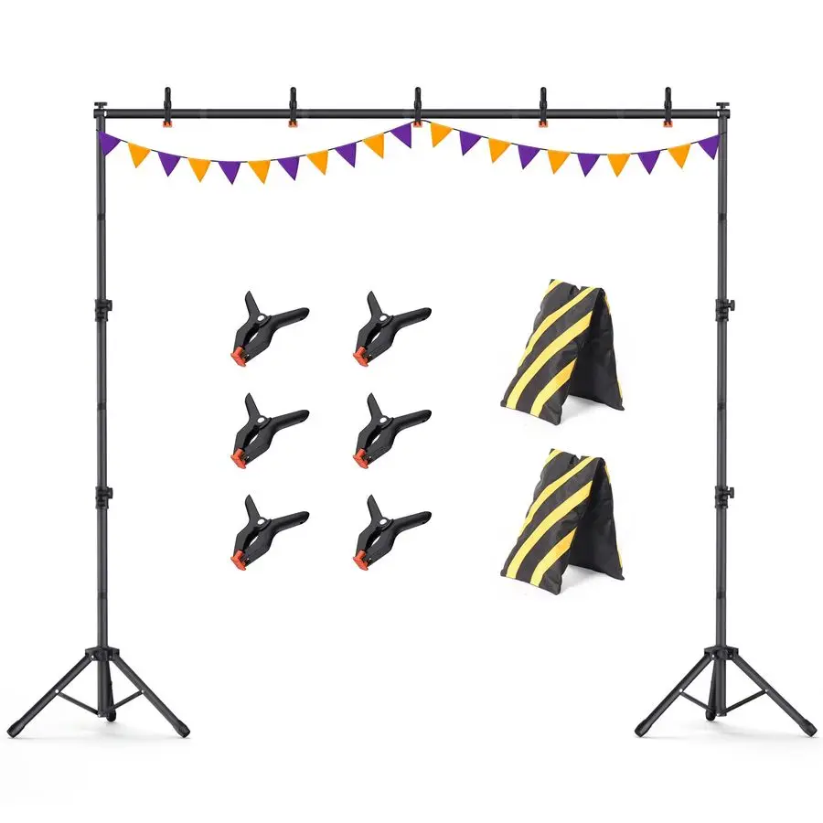 

Stand 10x7.5ft, Height Adjustable and Width Adjustable Backdrop Stand, Back Drop Stand for Balloon Arch, Photo, Parties