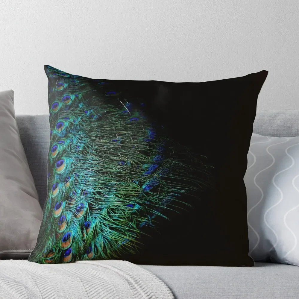 

Peacock feathers on a black background Throw Pillow Pillowcases Cushion Covers Sofa Cushion Cover Luxury Sofa Decorative Covers