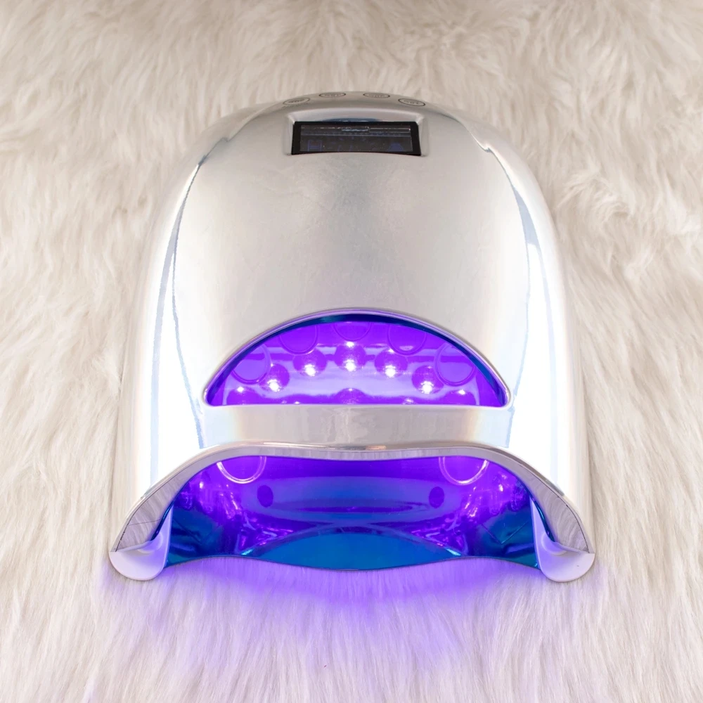 48W Draadloze Uv Led Nail Lamp Voor Manicure Draadloze Oplaadbare Batterij Silver Shell Nail Droger Voor Curing Gel Polish lamp