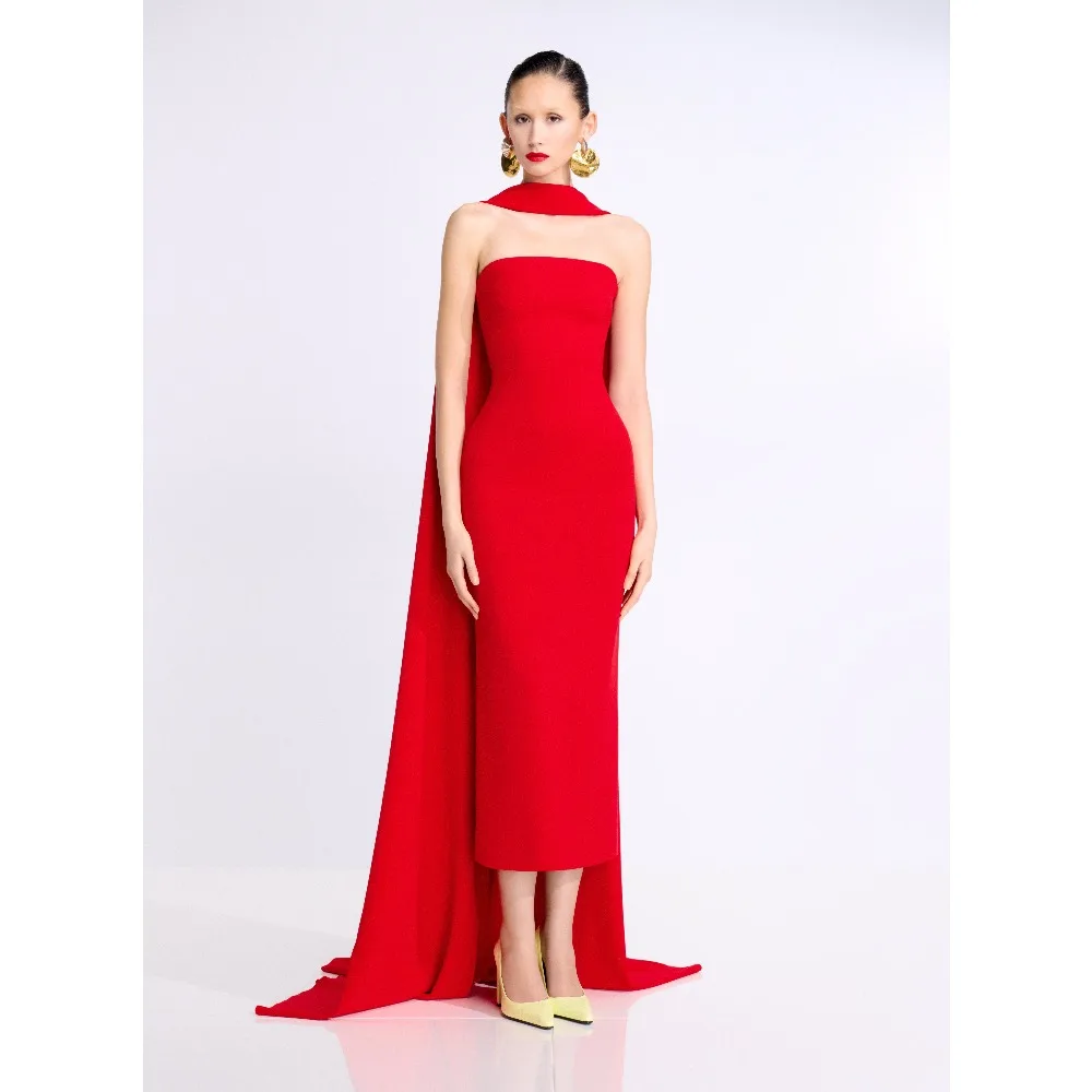 

Customized 2pcs Evening Dresses Strapless Maxi Party Dress with Scarf Long Elegant Modern Prom Cocktail Gowns for Women 2026