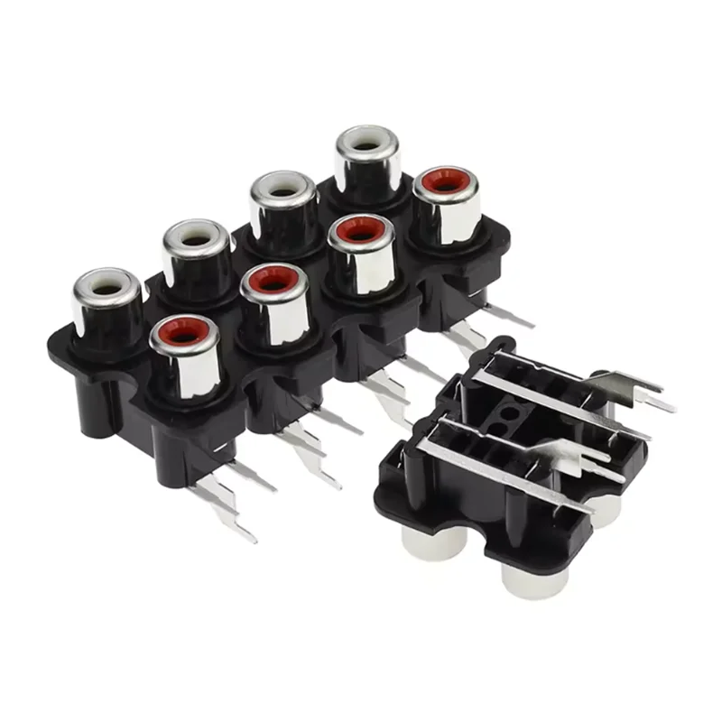 5PCS RCA Female Stereo Audio Jack 2/4/6/8 Hole AV Audio Input Socket Connector Lotus Row Amplifier Interface Signal Connection