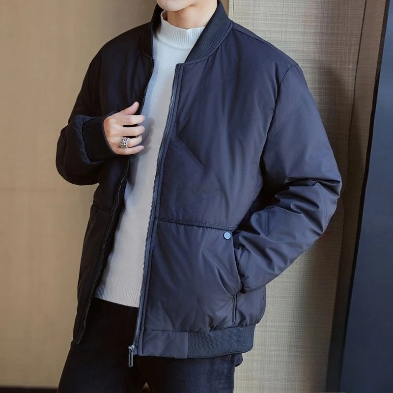 

Мужская зимняя утолщенная хлопковая стеганая куртка, новая модная верхняя одежда с воротником-стойкой, повседневная молодежная стильная универсальная и стильная