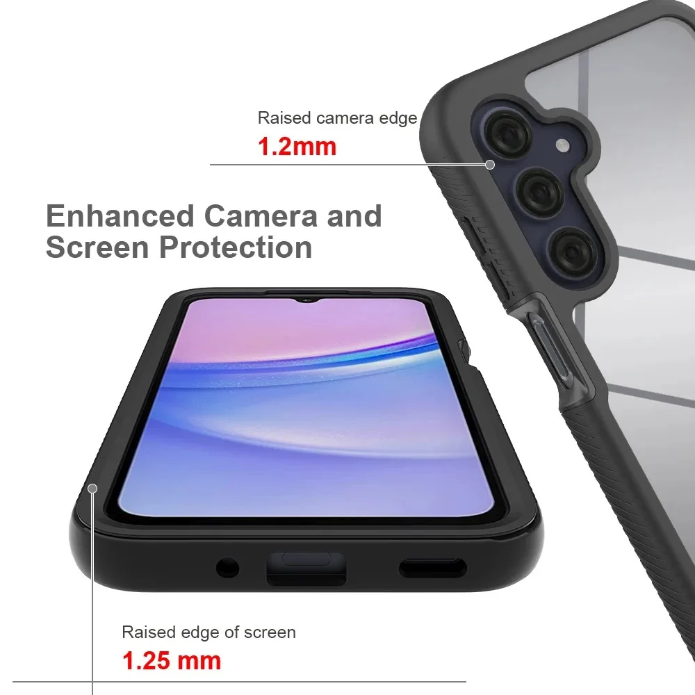 삼성 갤럭시 A56 A36 A26 A16 A55 A35 A25 A15 A05S용 투명 충격 방지 아머 폰 케이스 (PET 스크린 보호 커버 포함)