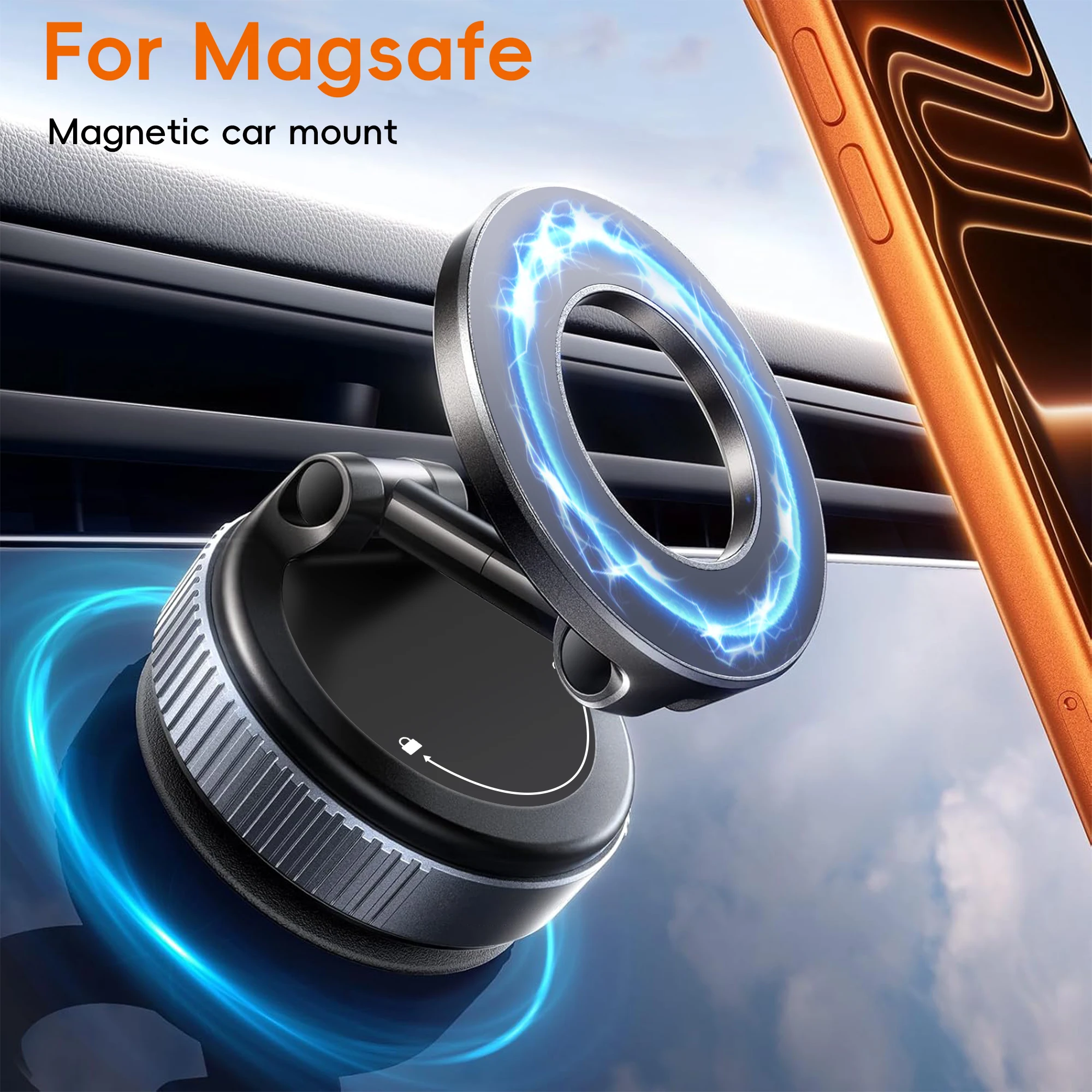 Suporte Magnético para Carro Magsafe, Suporte de Telefone Magnético para Carro, Suporte de Telefone a Vácuo para Acessórios Automotivos para Mulheres 