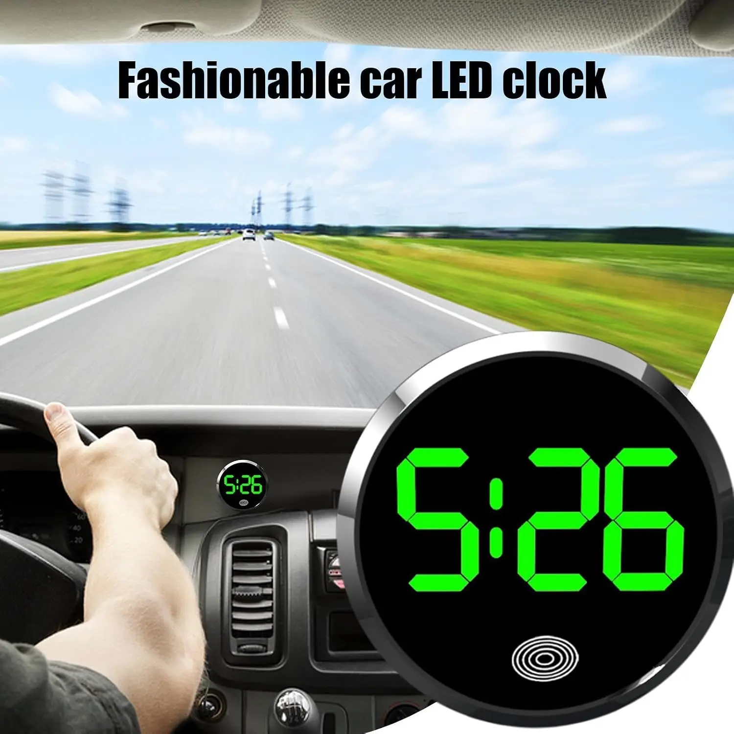 Universal Car Dashboard Digital Clock Fashionable LED Clock Touch-Control for Most Cars E-Bikes Study Desks Dashboard Watch