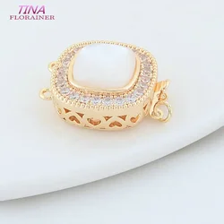 17*20MM 14K Gold Color Brass Square Necklace Connect Clasp Jewelry Making Supplies Diy Findings Accessories