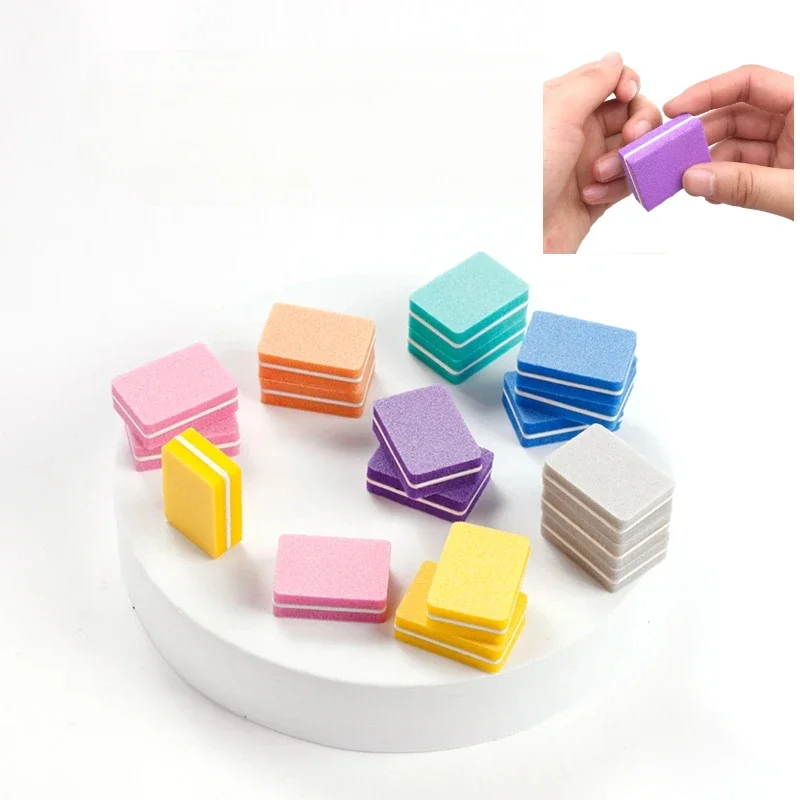 20/10/5pcs Double-sided Mini Nail File Blocks Colorful Sponge Nail Polish Sanding Buffer Strip Polishing Manicure Nail Art Tools