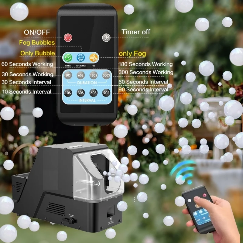 Automatic fog bubble machine 3 function modes in 1 machine for wedding party stage act Christmas Halloween day chindren toy gift