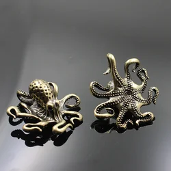 Brass Octopus Home Decoration Antique Copper Animal Figurines Miniatures Desk Ornament Accessories Creative Table Tea Pets Craft