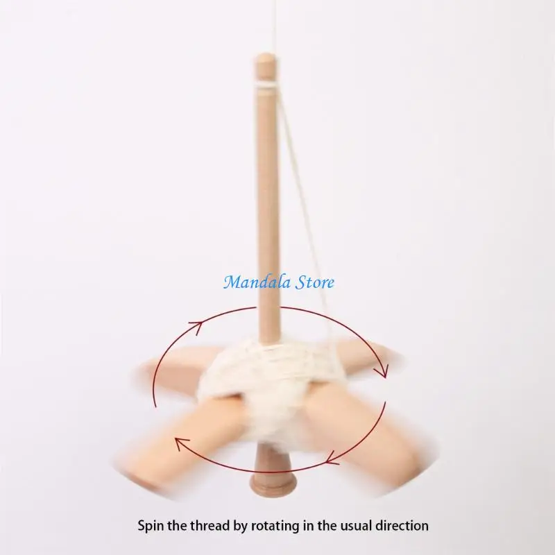 U2JC Drop Spindle Weaving Spinner Wheel Crosses-Shaped Wooden Turkish Spindle - view 4