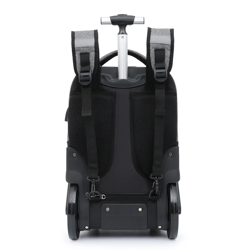 Rolling Luggage Backpack Men Trolley Bag with wheels Business Wheeled Backpack Cabin Carry on Trolley Bag