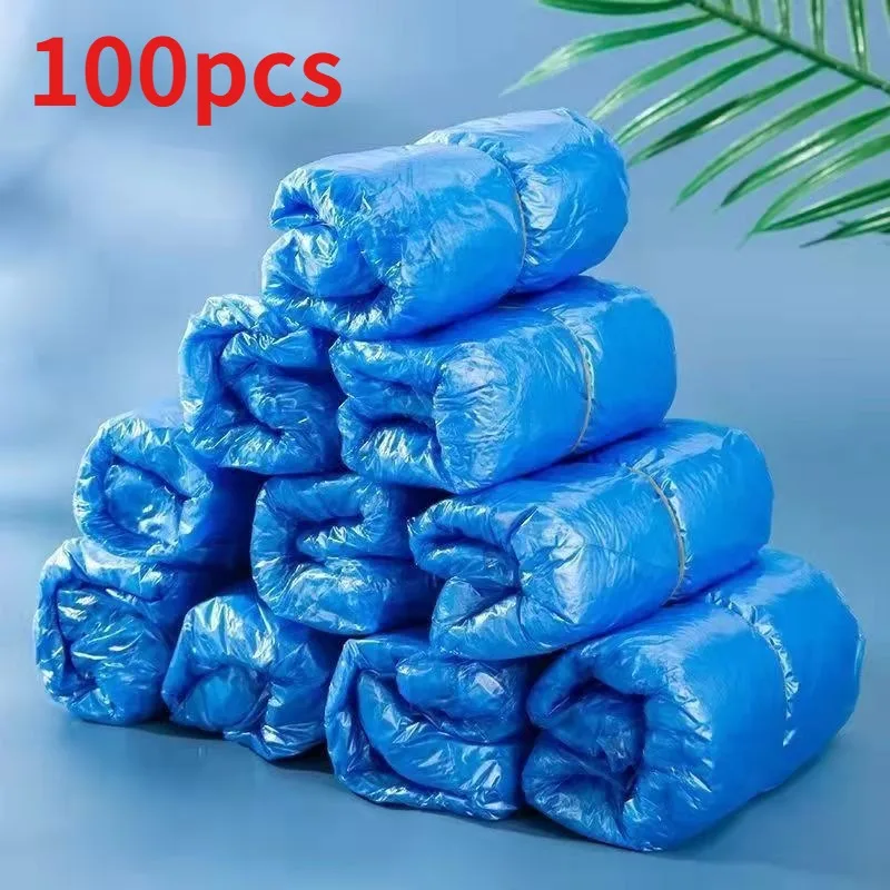Thick Disposable PE Shoe Covers Non Slip Padded Plastic Foot Protectors Household Home Hospital Shoe Supplies