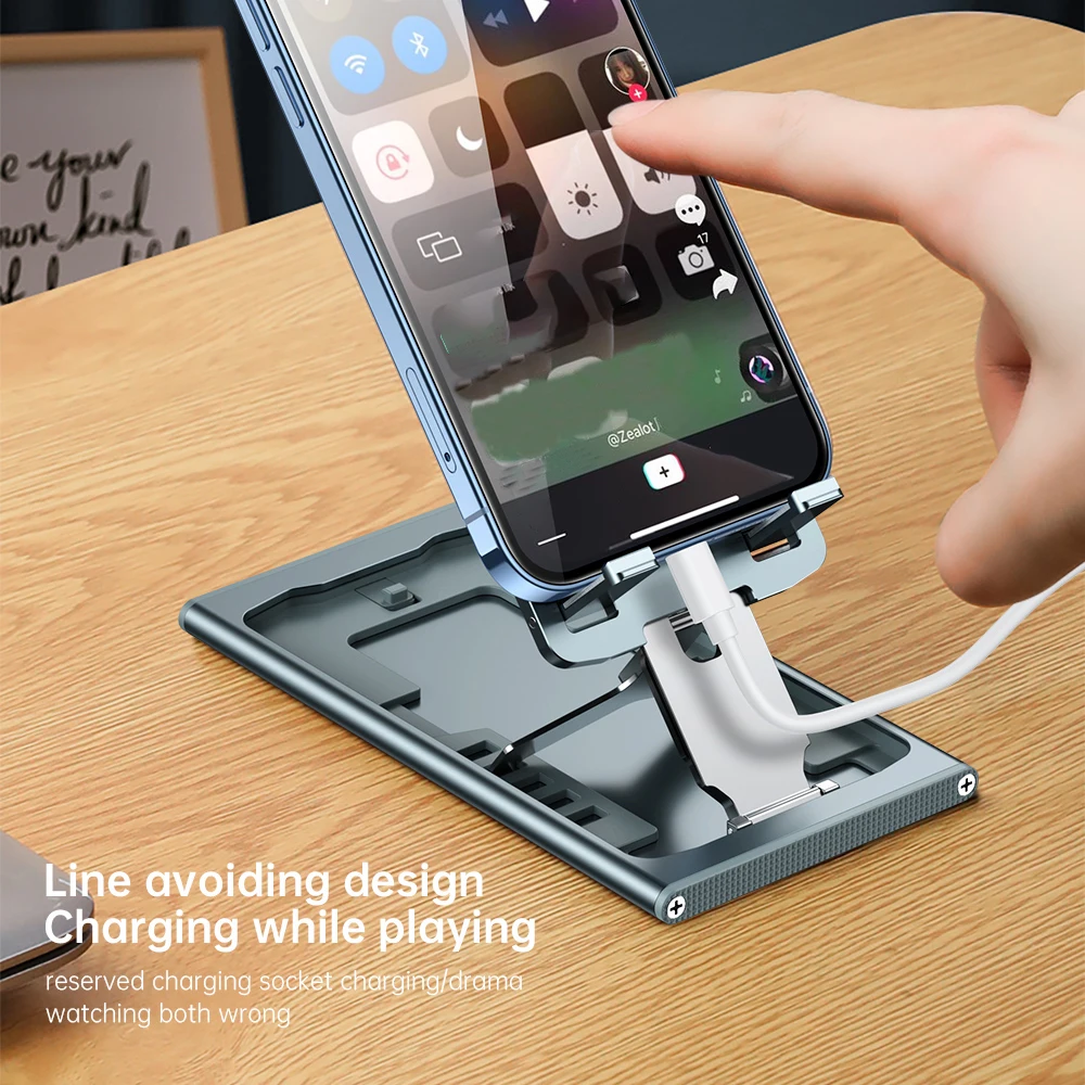 Portable Metal Phone Holder For iPhone Huawei Samsung Xiaomi Foldable Holder Stand For iPad Adjustable Tablet Desktop Holder - view 4