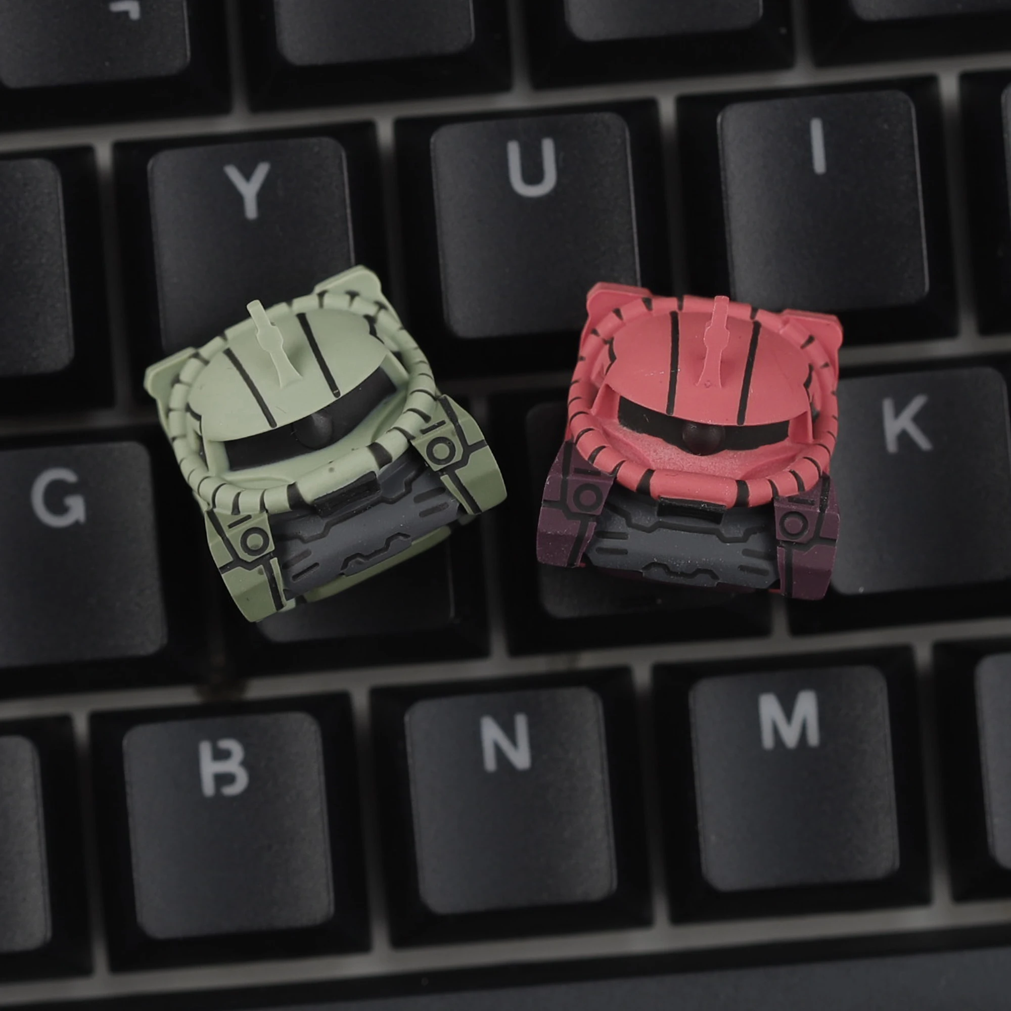YMDK Artisan Armor Helmet Keycap 3D Tactical Warrior Style Red Green Personalized Keycaps for MX Switch Mechanical Keyboards