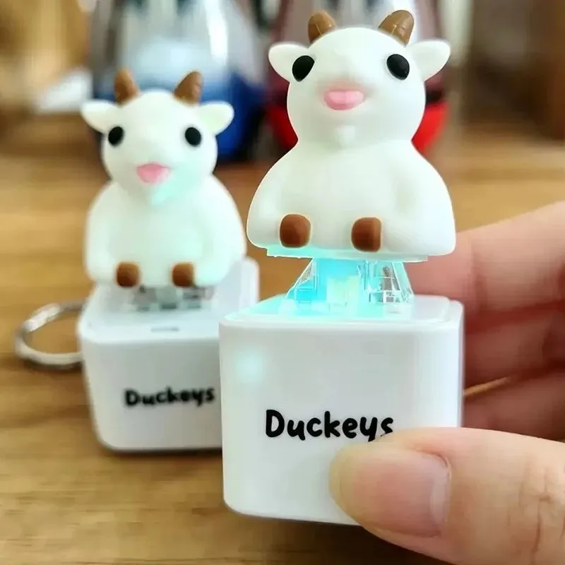 New Charging Version Funny Frog/Duck/Chicken Click Keychain Abstract Keyboard Clicker Sound Keyring LED Light Stress Relief Toy