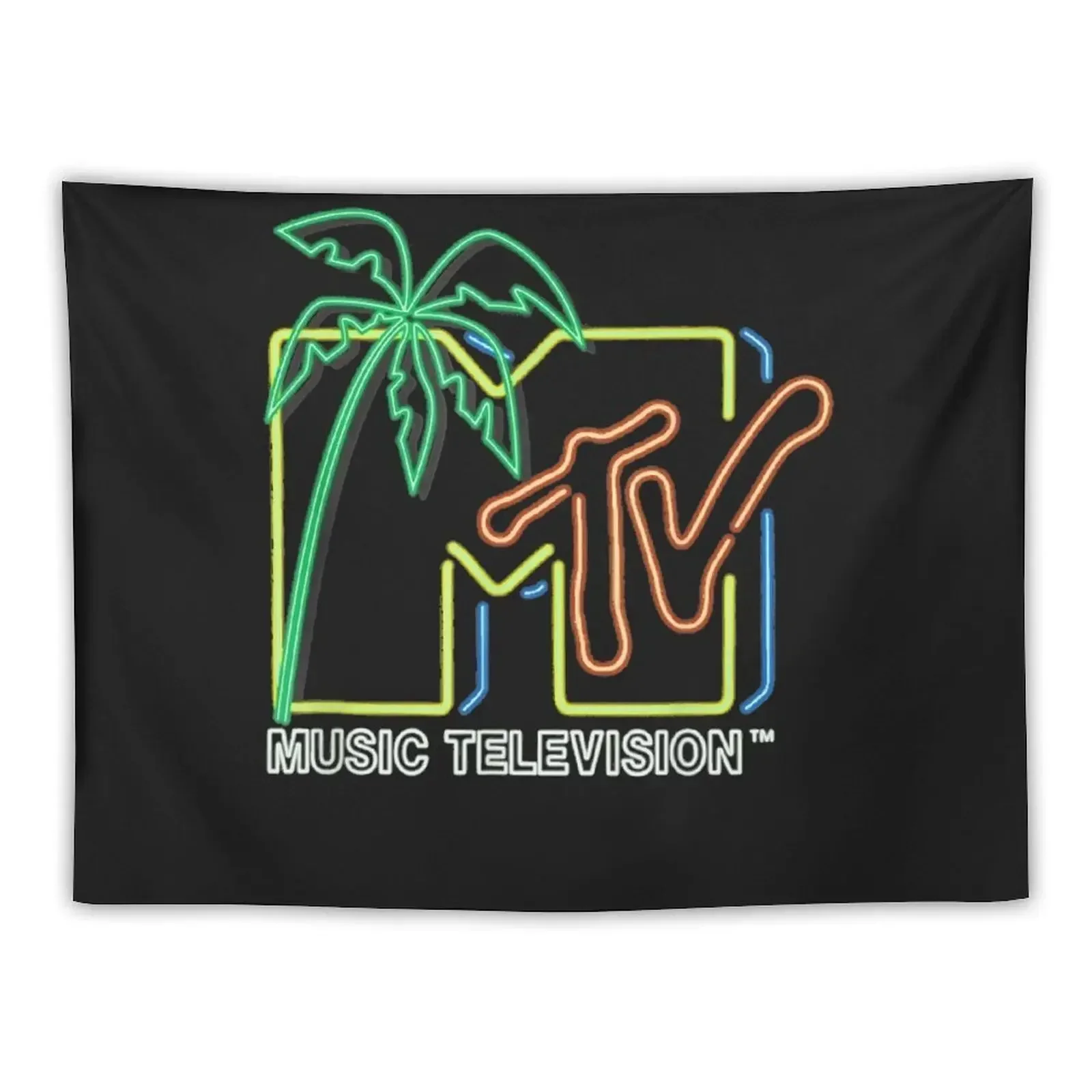 Mtv neon light logo Tapestry Christmas Decoration Home Supplies Room Aesthetic Decor Aesthetic Room Decors Tapestry