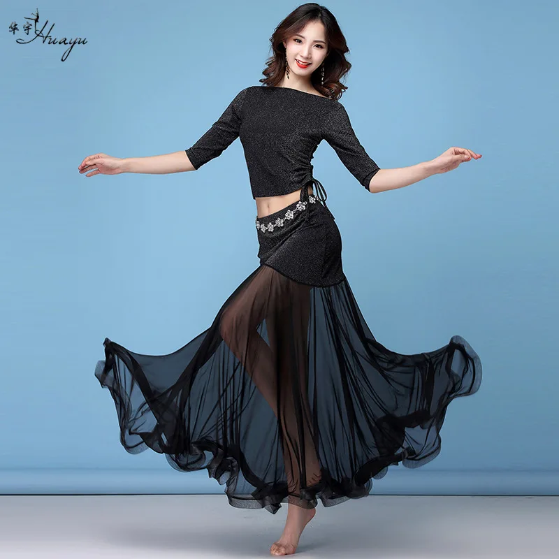 

Belly Dance Practice Suit Drawstring Swing Skirt Performance Beginner Suit Stage Oriental Dance Costume Women