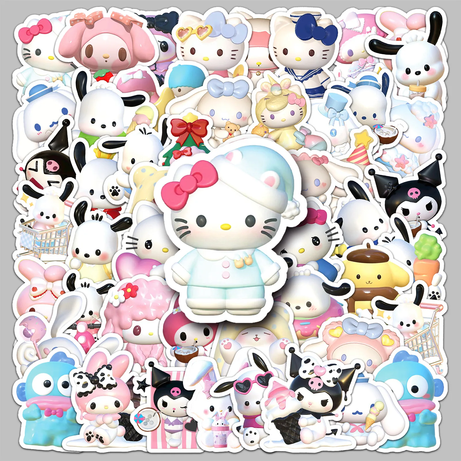 Autocollants puzzle Hello Kitty, autocollants créatifs interactifs imperméables pour agenda