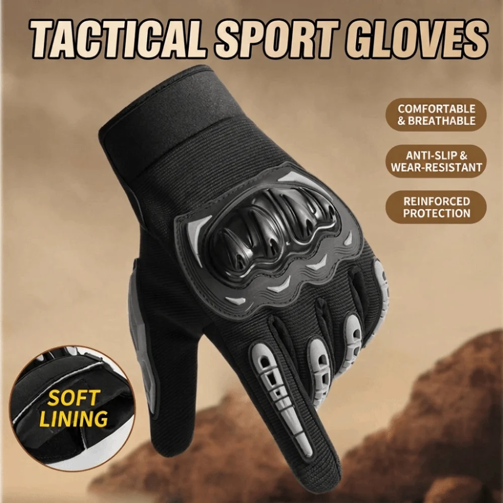 Wear-Resistant Motorcycle Riding Gloves Touchscreen Friendly Anti-Slip Hard Knuckle Gloves High Quality Material