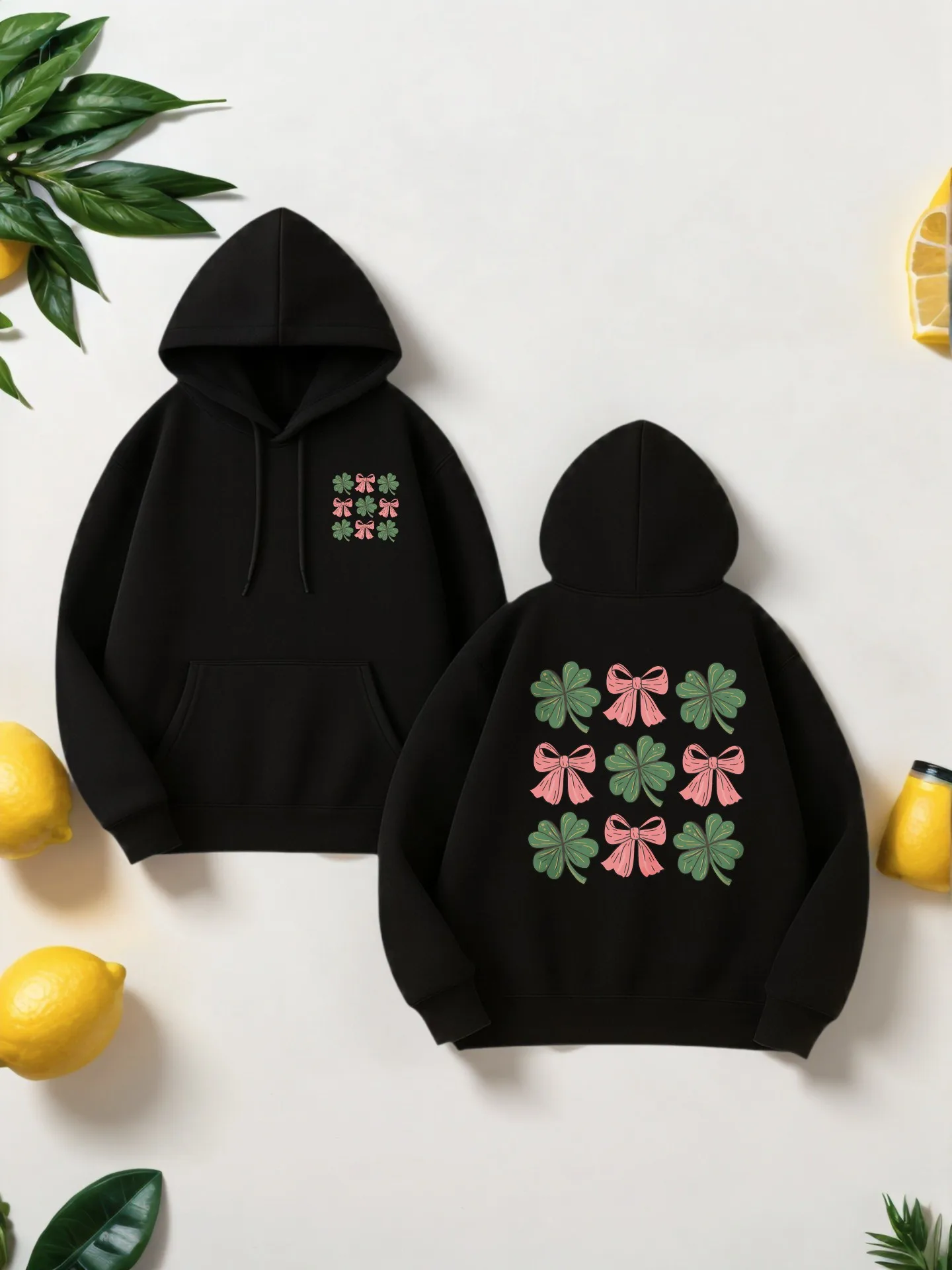 هوديي جرافيك للرجال، البرسيم والقوس - بلوفر بغطاء للرأس مطبوع، نمط كاجوال، قماش ناعم، للارتداء اليومي