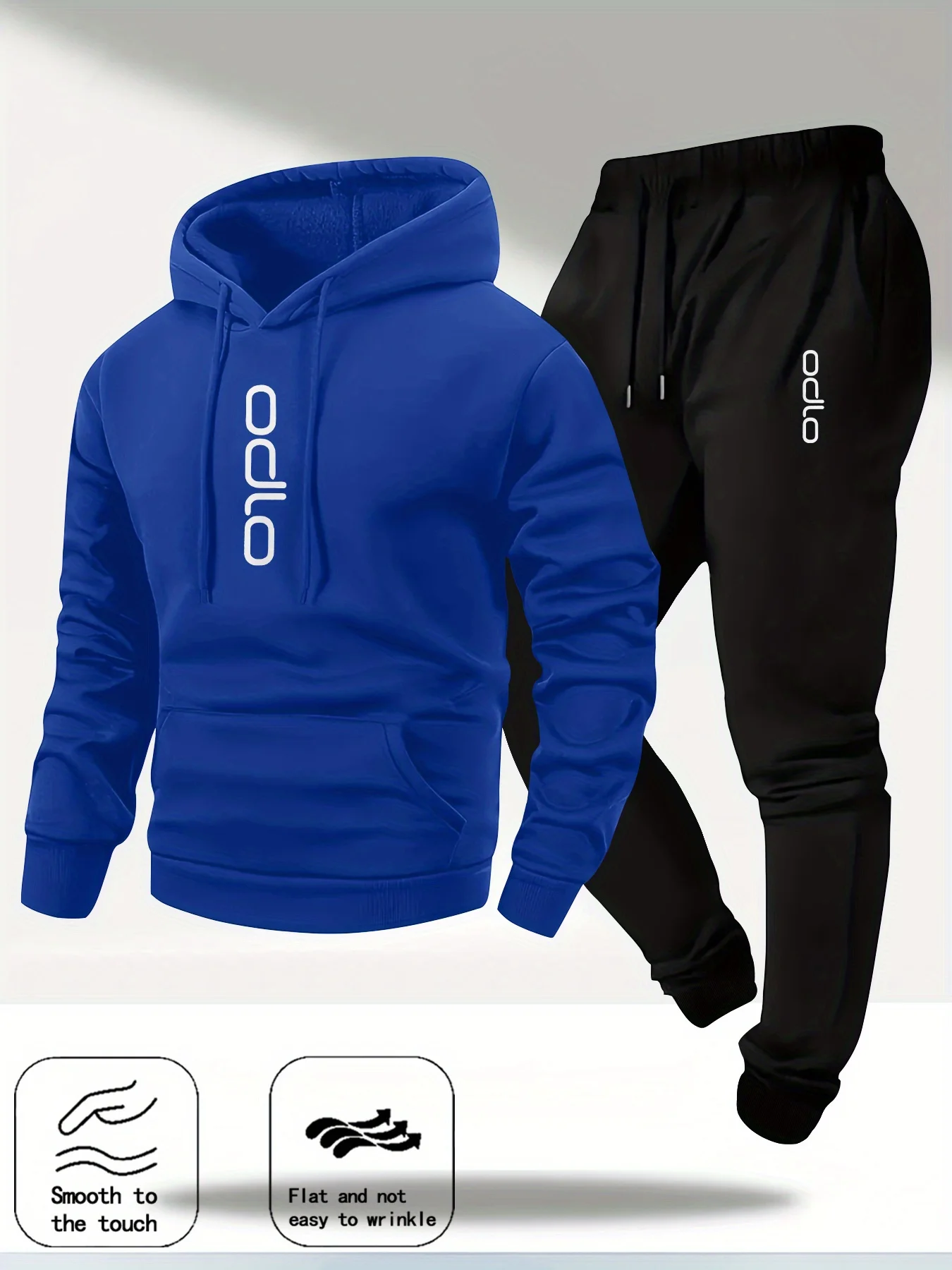 2026 Men Ring Print Tracksuit 2‑Piece Set Fleece Lined Hoodie Drawstring Casual Jogger Pants Sport Suit For Autumn Winter Daily view 4