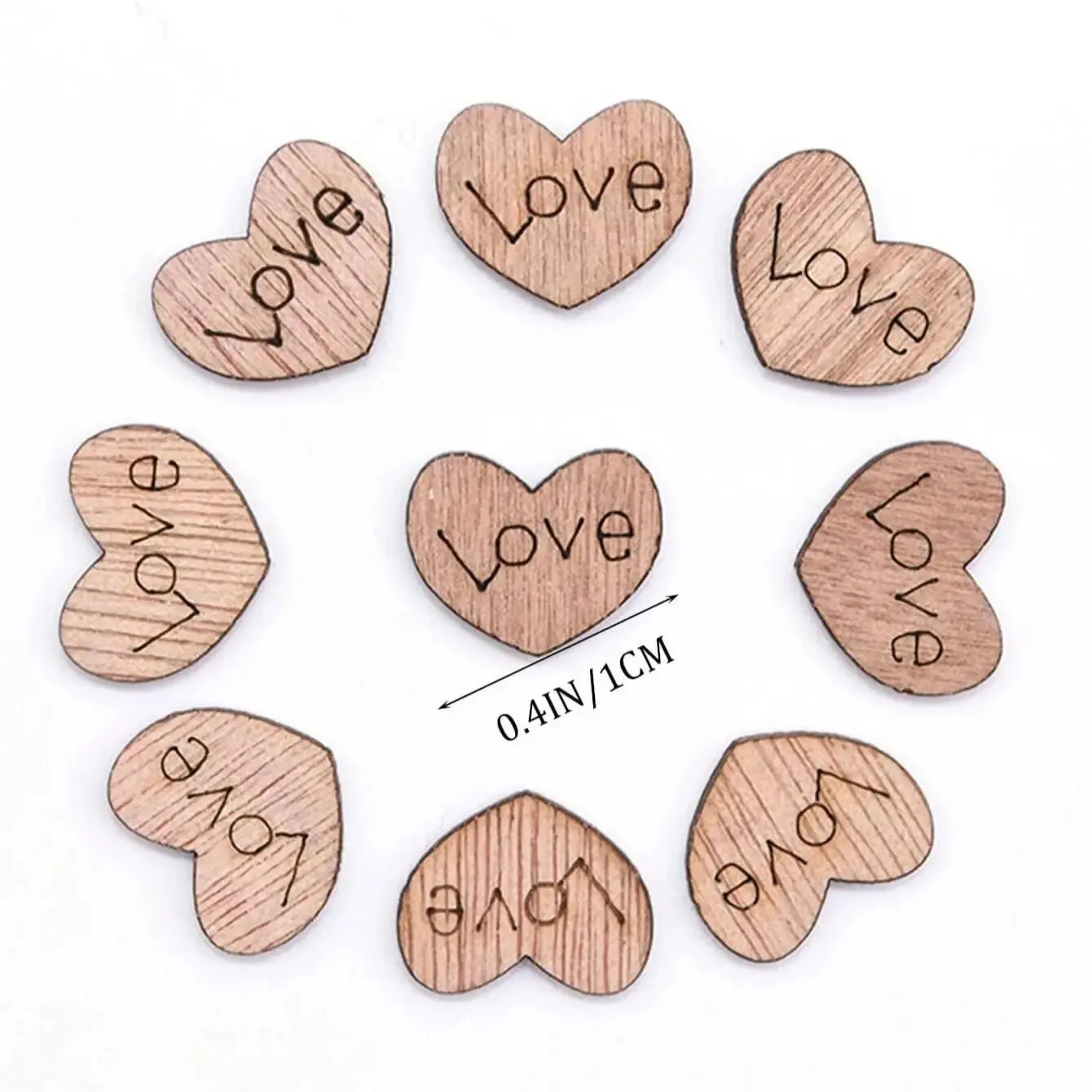 100pcs Shaped Rustic Wooden Love Heart Wooden Heart Confetti Engraved Love Hearts Wedding Table Scatter Decoration Crafts