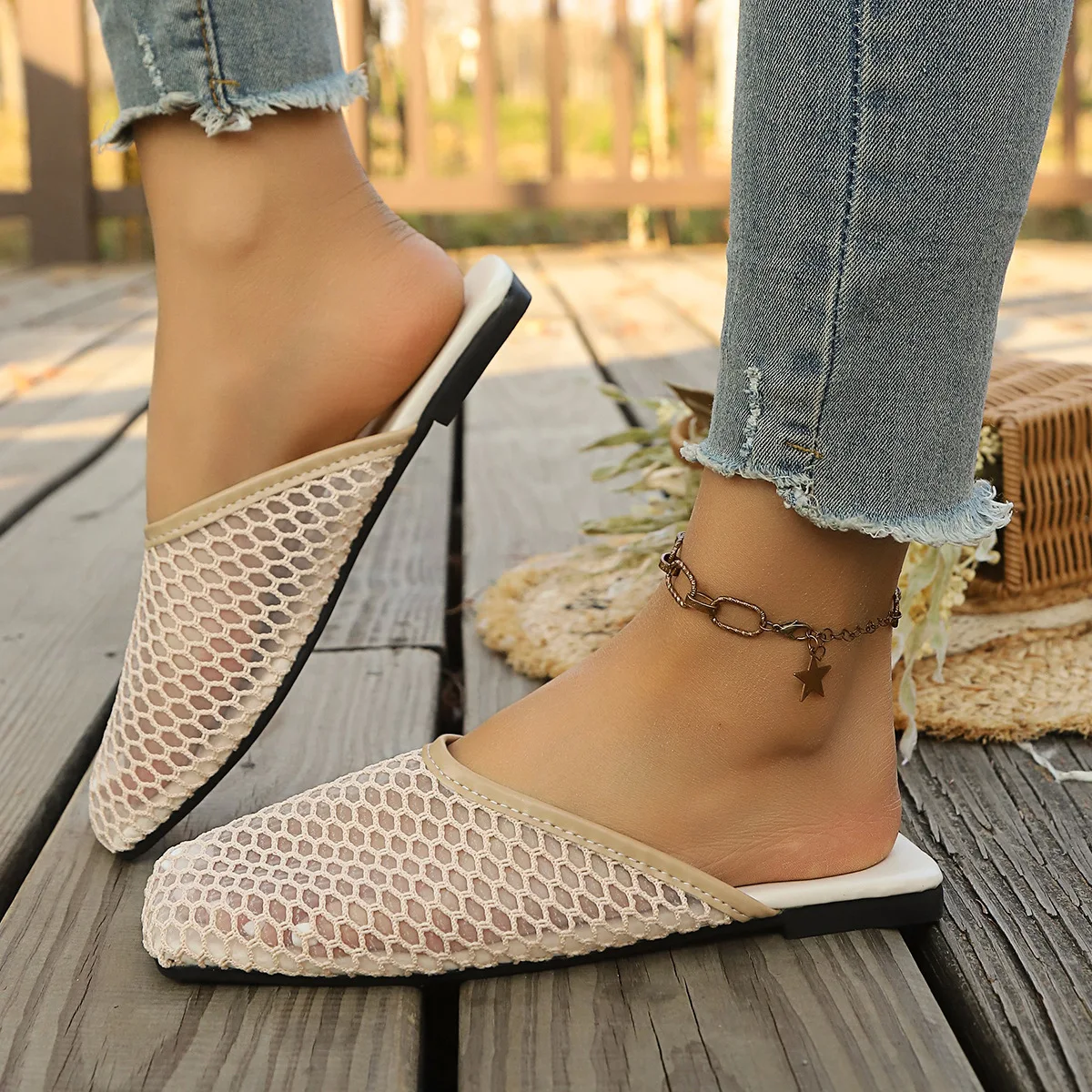 2026 Neue Damen-Baotou-Halbslipper für den Sommer, bequeme und vielseitige Strandpantoffeln für den Outdoor-Bereich