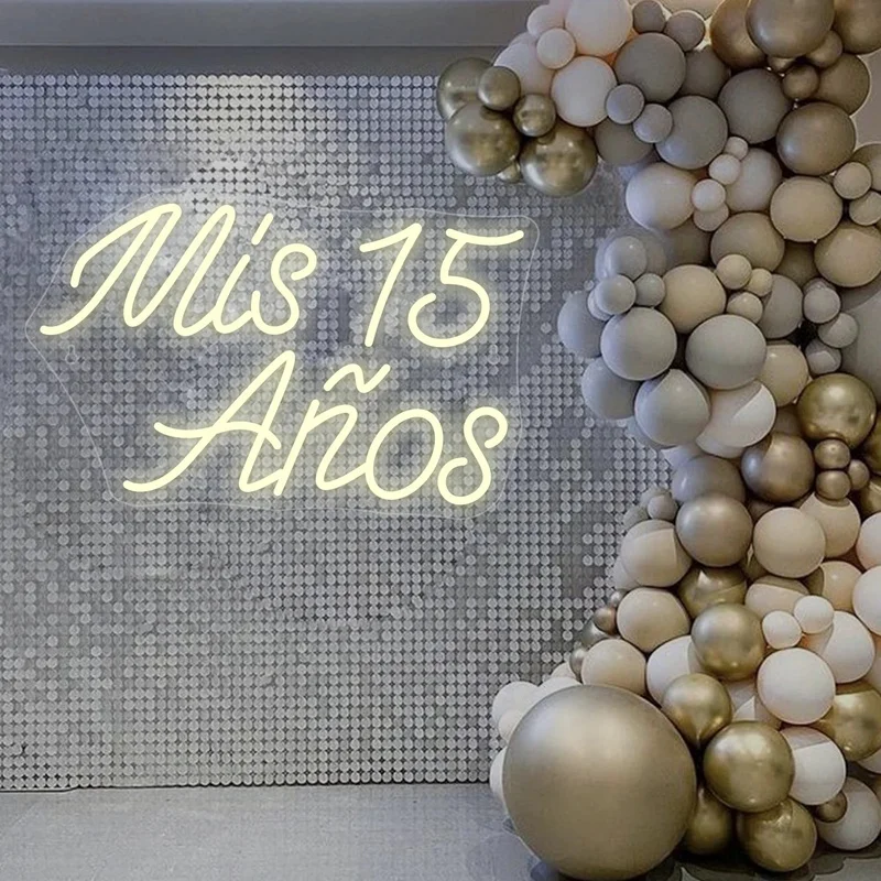 Letrero de neón Mis 15 Años, decoración de habitación de fiesta de cumpleaños, letrero con luz Led, decoración de pared para sala de estar, letrero led neón para el hogar