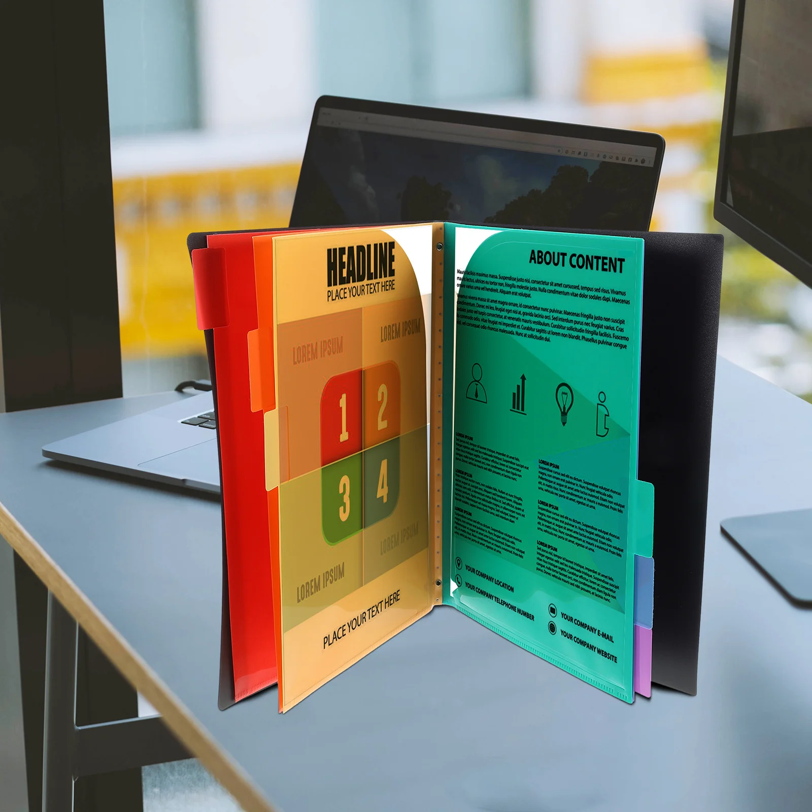 File Folder PP Material Heavy Duty Plastic Document Organizer with Pocket for Office Business Conference Paper Files Storage