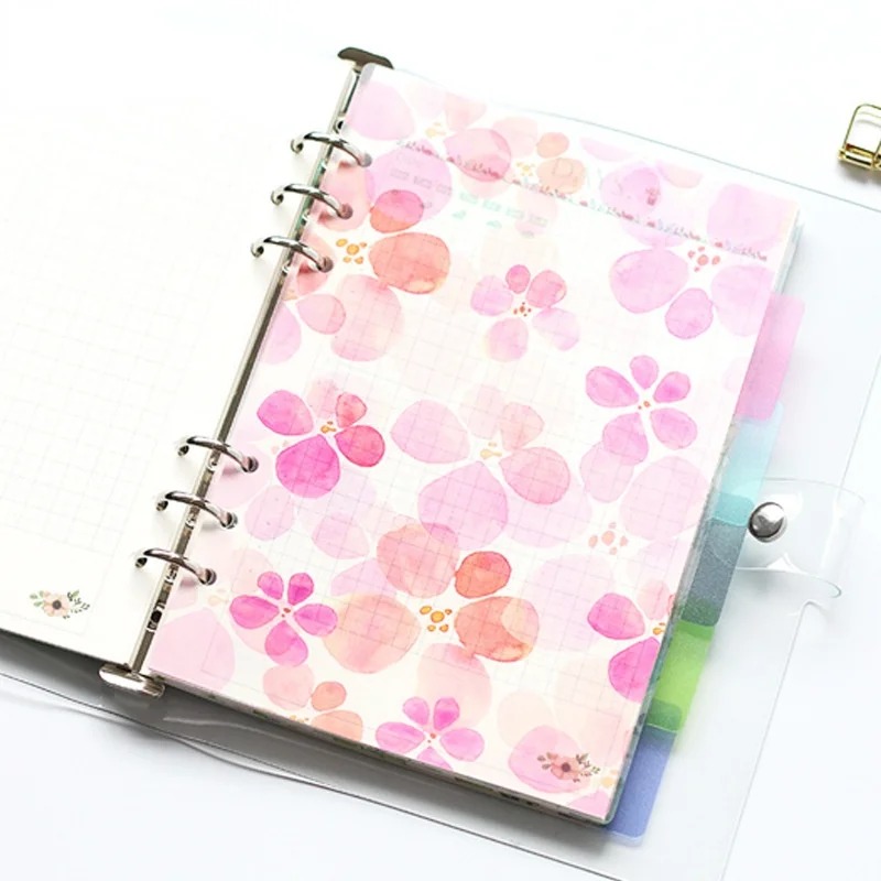 Imagem -04 - Notebook Páginas Separadores Plástico Shell Anel Binder Índice de Cor Páginas a5 a6 Furos Set