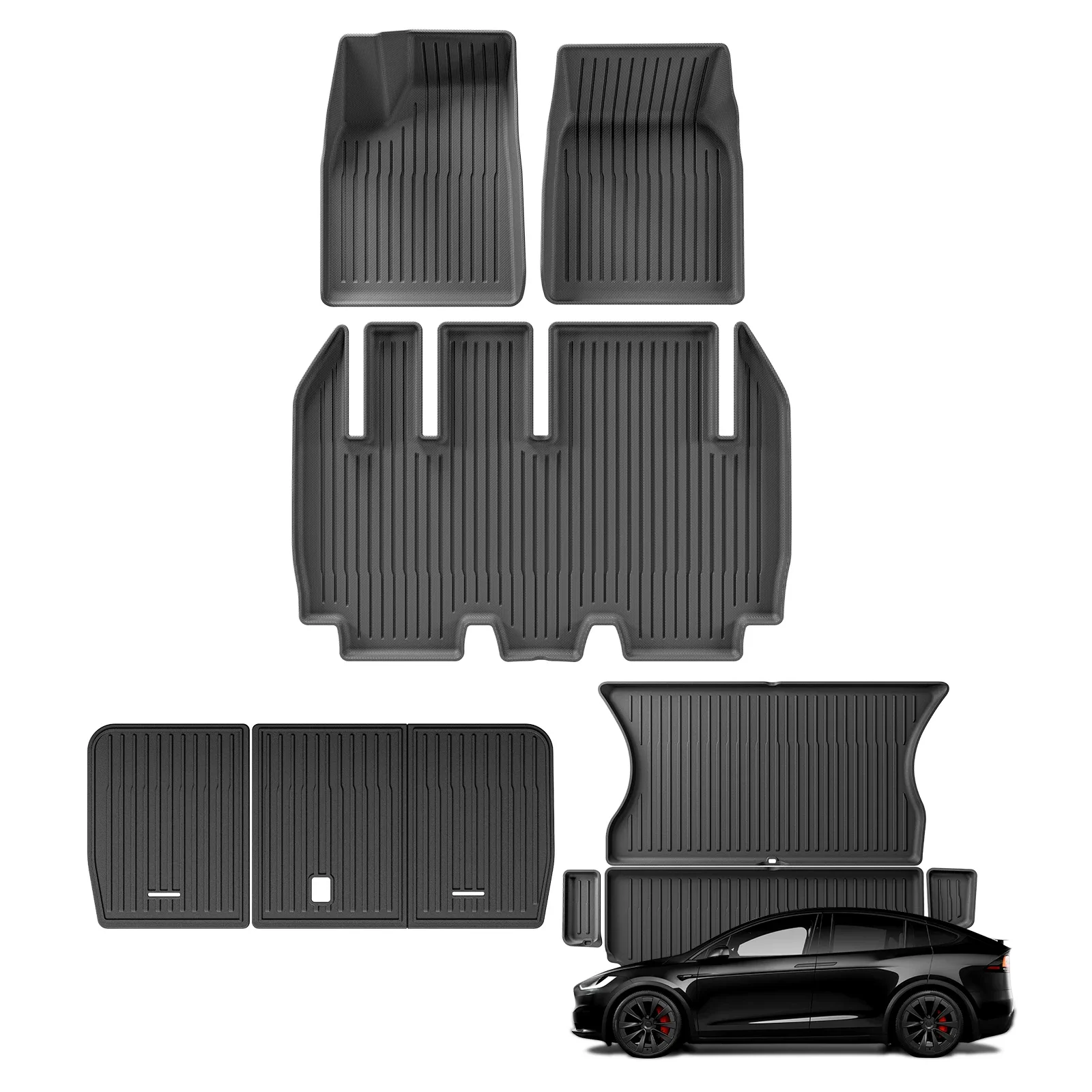 

for Tesla Model X 2024 5/6/7 Seat TPE 3D Car Floor Mats Cargo Liner Trunk Pad Waterproof Protective Left Rudder