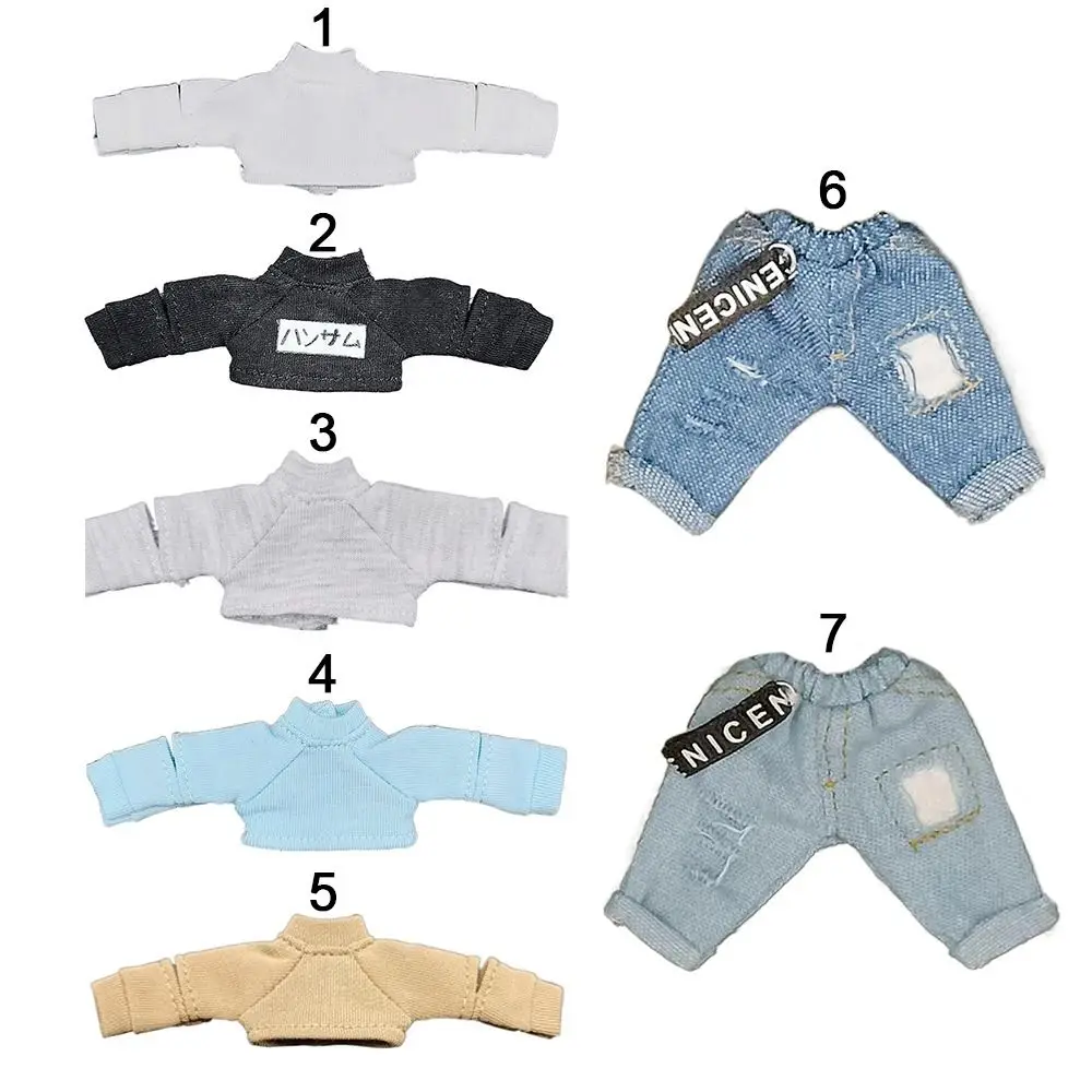 Quality Cool Clothes Accessories for 1/12BJD Dolls Doll Casual T-shirt Doll Tops Blouse Cool Tops Fashion Jeans Pants